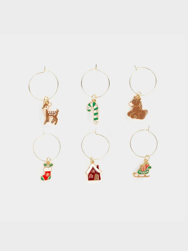 Подвеска для бокала, 6 шт, металл/стразы, Новогодние украшения, Christmas time, image-0