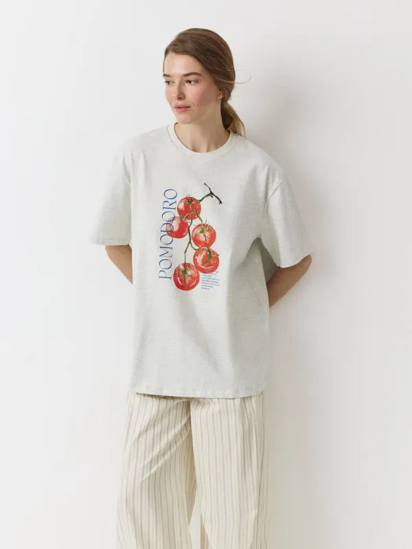 Футболка женская, серый меланж, Pomodoro, Alvida, image-4