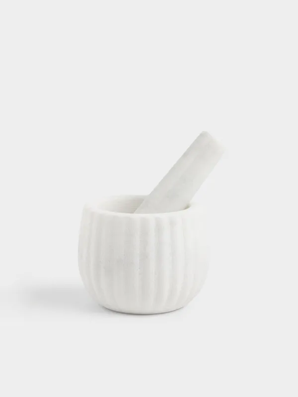 Ступка для специй, 10 см, с пестиком, мрамор, белая, Marble, image-0