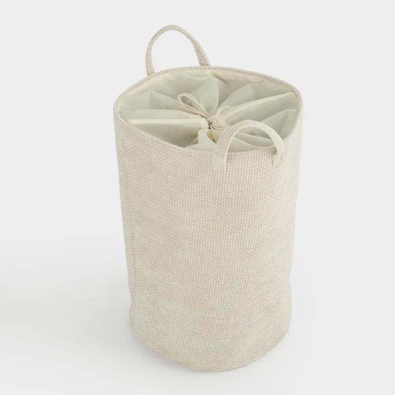 Сумка для хранения белья, 55x36 см, с ручками, полиэстер, круглая, молочная, Laundry, image-1