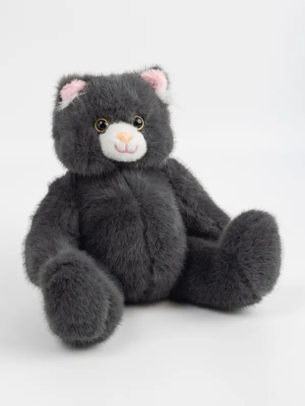 Игрушка, 30 см, мягкая, с подвижными лапами, полиэстер/пластик, графитовая, Кот, Cat, image-3