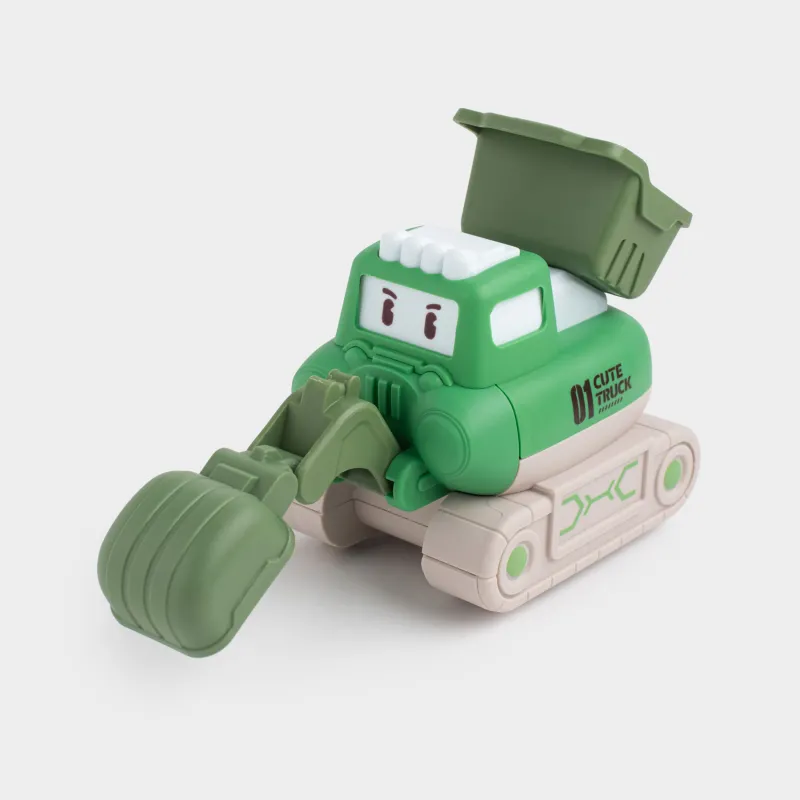 Игрушка, 14х10 см, инерционная, пластик, зеленая, Экскаватор, Traffic