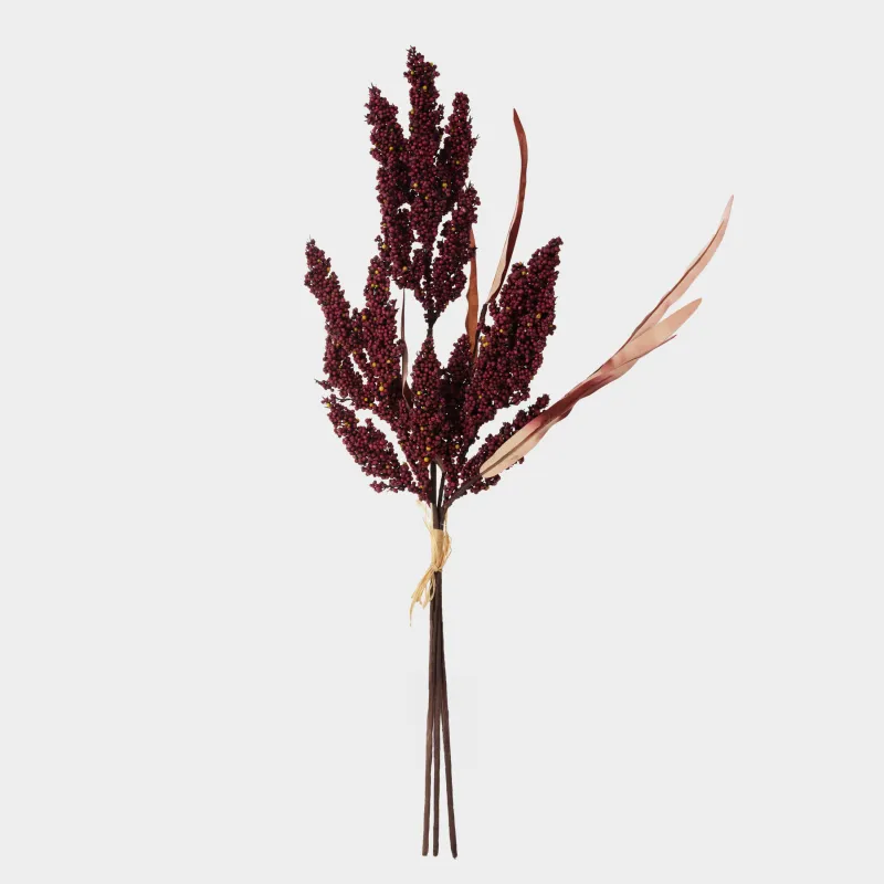 Ветка декоративная, 60 см, пластик/бумага, Красное сорго, Meadow