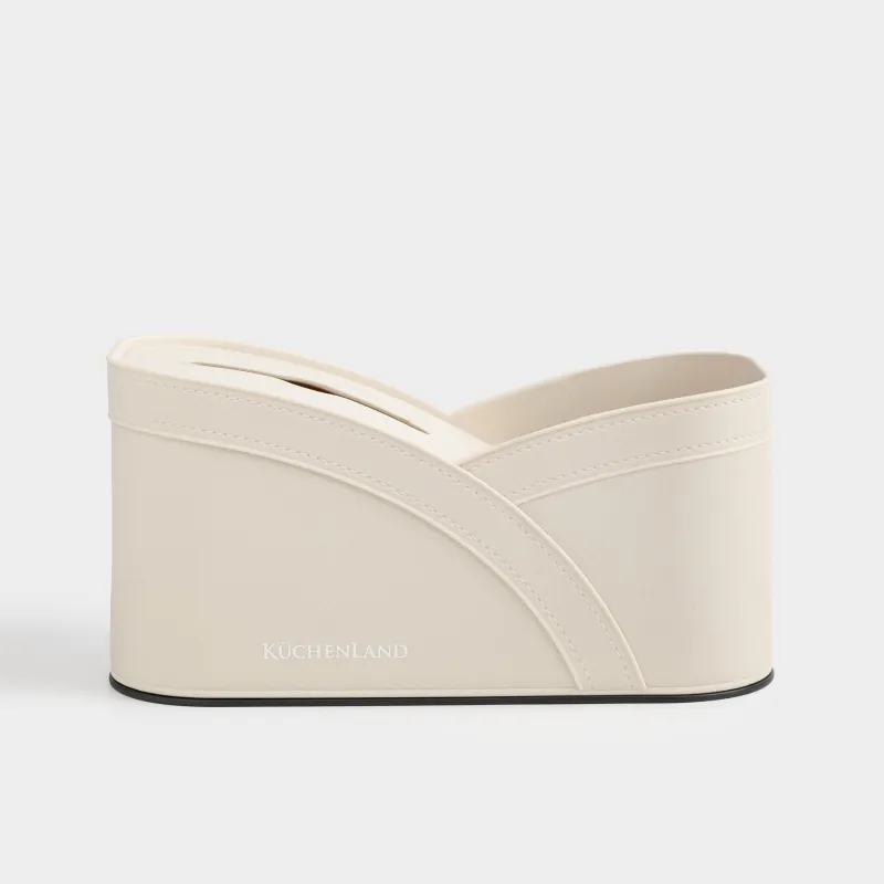 Корзина-органайзер для хранения, 28х14 см, 3 отд, полиуретан, молочная, Premiere