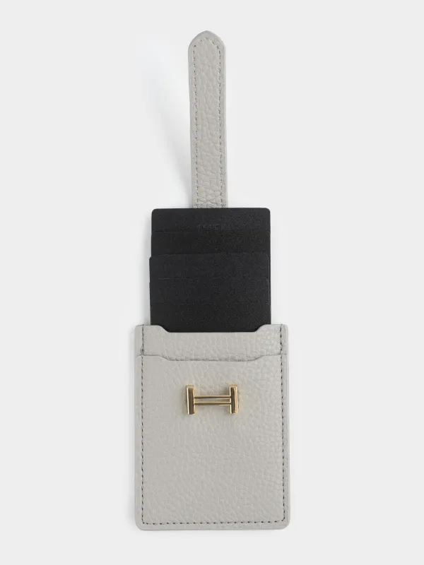 Картхолдер, 10х7 см, c ремешком, полиуретан, серый, Memo, image-5