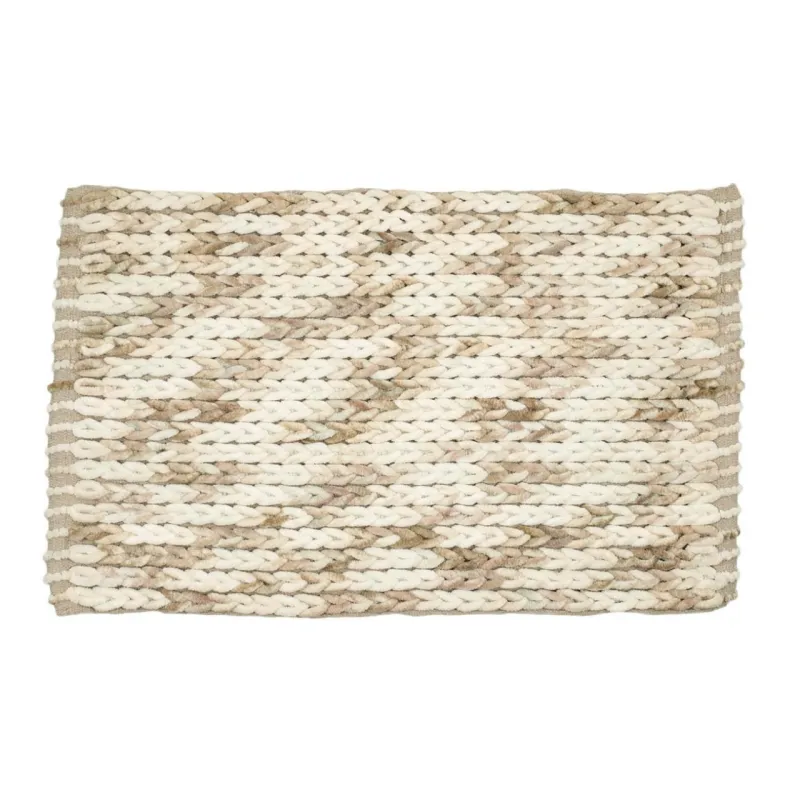 Коврик, 50х80 см, противоскользящий, шенилл/хлопок, бежево-коричневый, Косичка, Cosy