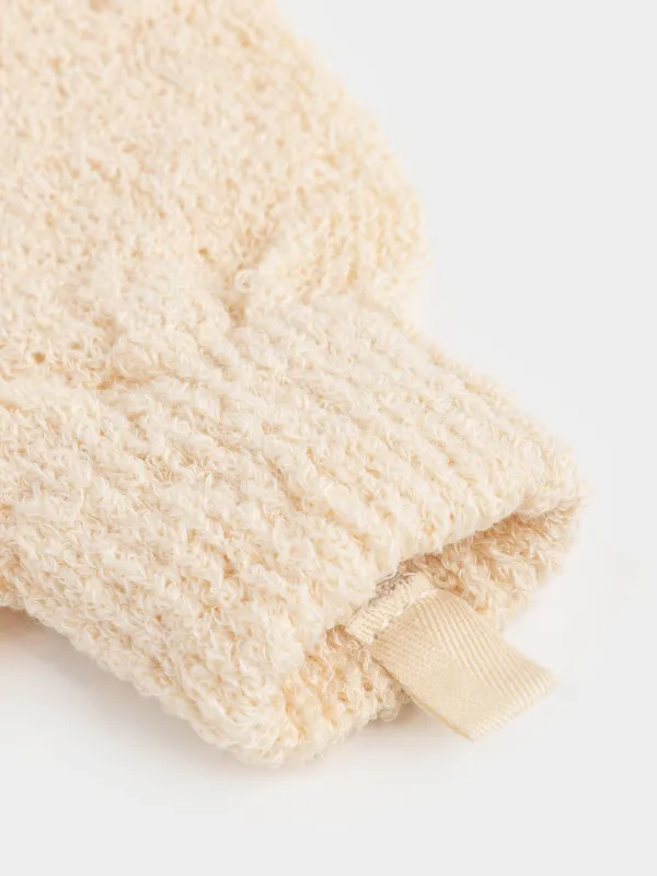 Перчатка для мытья тела, 21 см, 2 шт, отшелушивающая, полиэстер/нейлон, бежевая, Unique spa, image-3