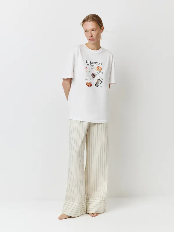 Футболка женская, р. S, хлопок, молочная, Breakfast all day, Limva, image-2