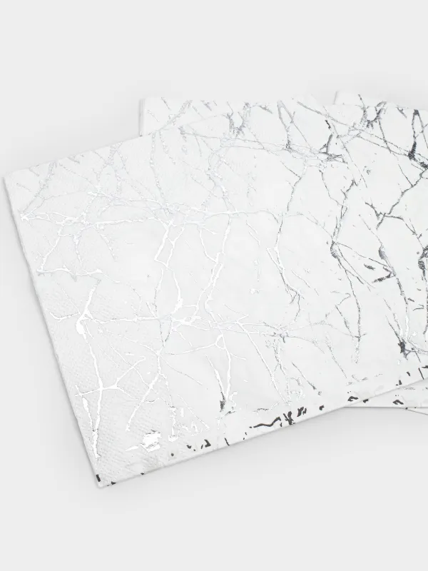 Салфетки бумажные, 33х33 см, 20 шт, квадратные, белые, Серебристый мрамор, Maniera, image-2