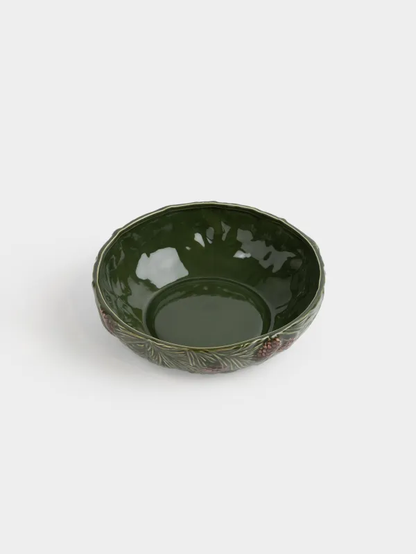 Салатник, 23х8 см, 1,7 л, керамика, зеленый, Шишки на еловых ветках, Forest whispers, image-1