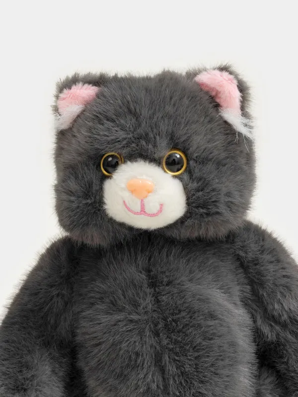 Игрушка, 30 см, мягкая, с подвижными лапами, полиэстер/пластик, графитовая, Кот, Cat, image-6
