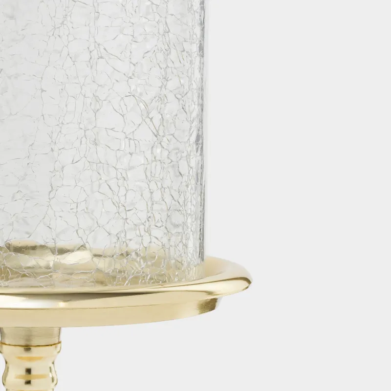 Подсвечник, 26 см, для чайной/цилиндрической свечи, на ножке, металл/стекло, золотистый, Кракелюр, Fantastic Ice, image-2