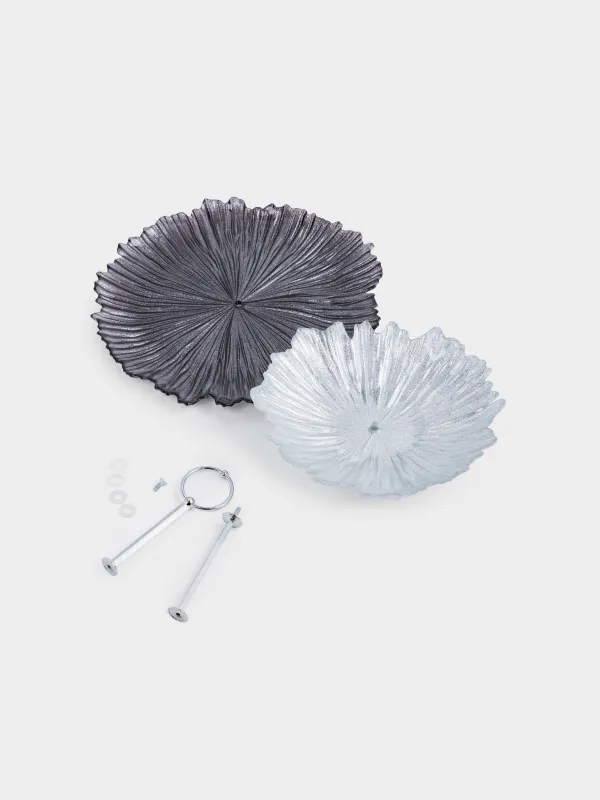 Подставка для пирожных, 21х28/26 см, 2 яруса, стекло Р/металл, серебристая/серая, Verge, image-5