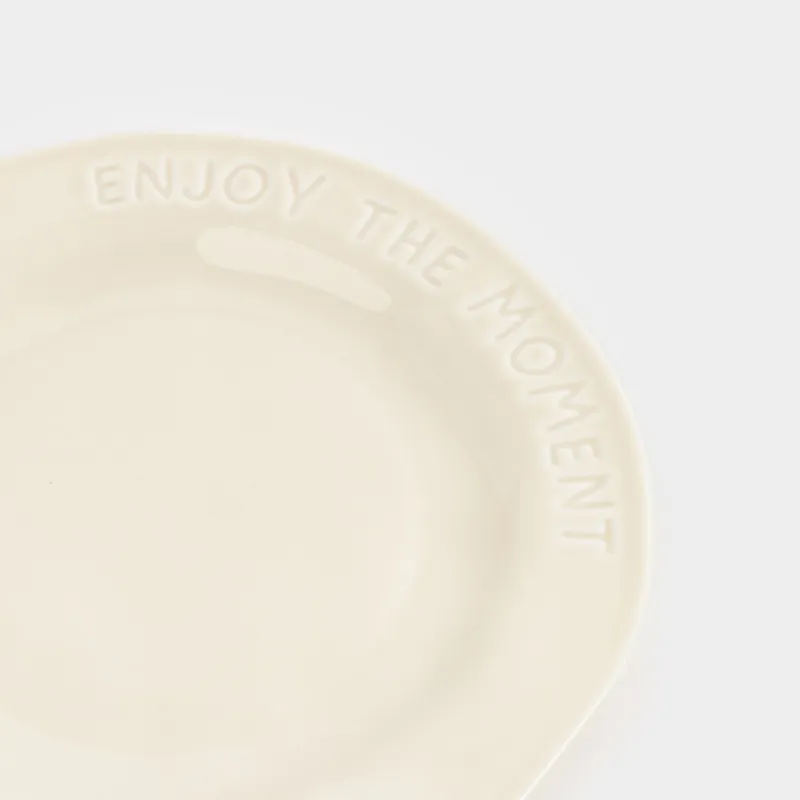Тарелка обеденная, 27 см, фарфор P, молочная, Enjoy the moment, Crumple words, image-3