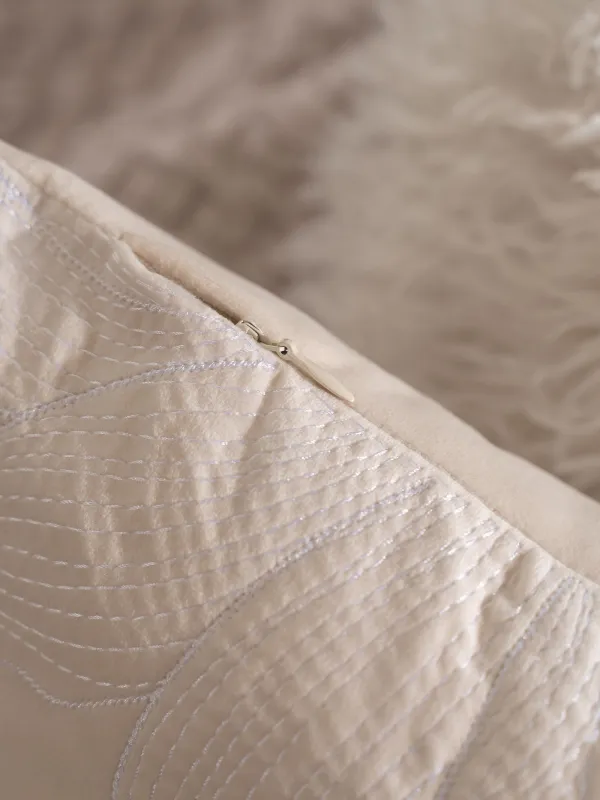 Подушка декоративная, 45х45 см, вельвет/бисер, молочная, Цветы, Print, image-6