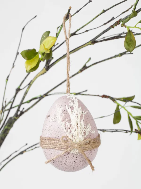 Подвеска декоративная, 10 см, пластик, розовая, с сухоцветами, Яйцо, Natural Easter, image-2
