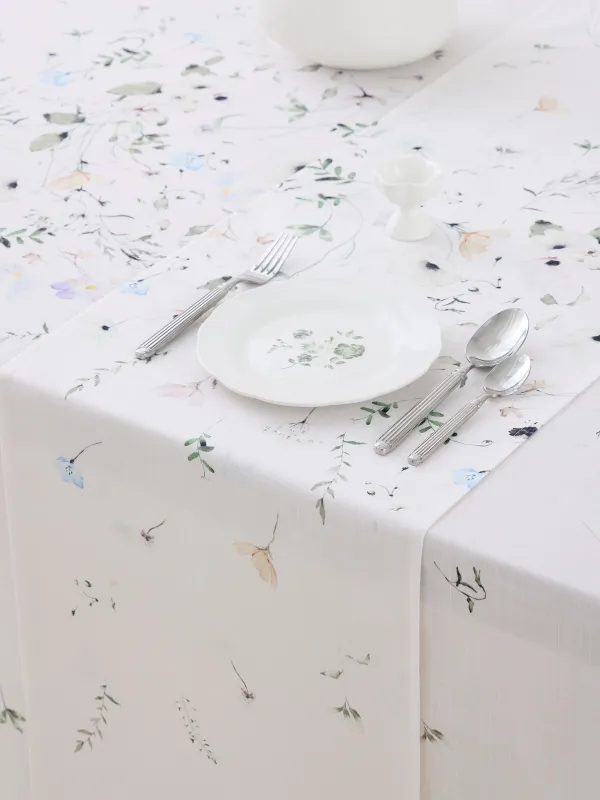 Дорожка настольная, 40х160 см, полиэстер, молочная, Весенние цветы, Flowery, image-4