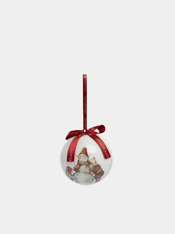 Игрушка елочная, 7 см, Шар, Снеговик и дети, Ball print, image-0