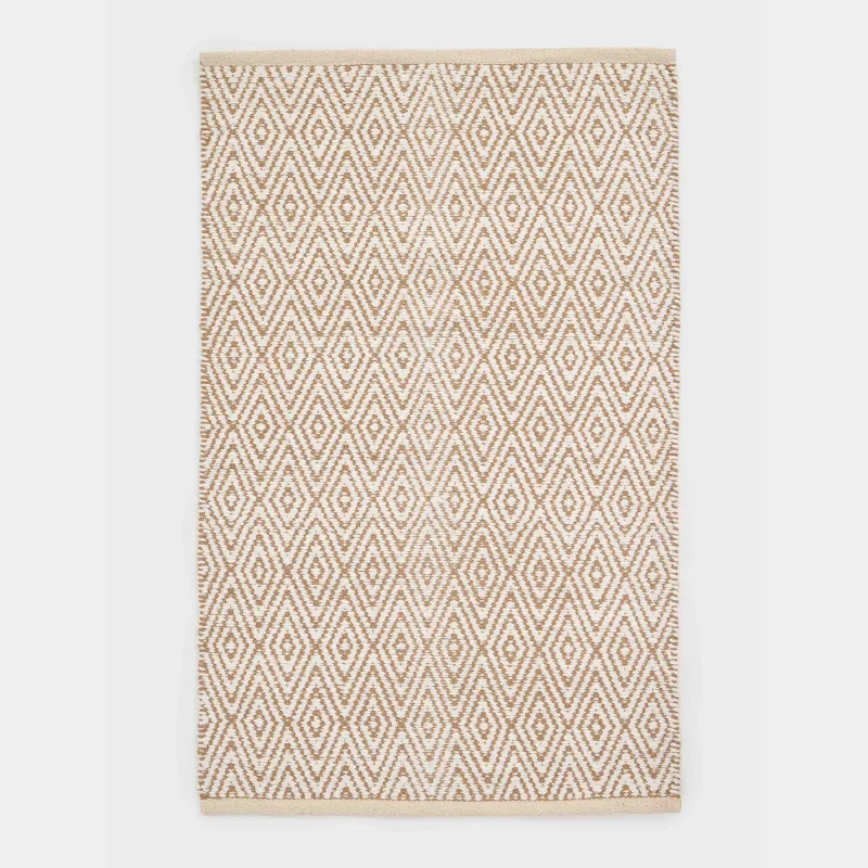 Коврик, 65x100 см, хлопок, бежево-коричневый, Ромбы с люрексом, Shiny threads