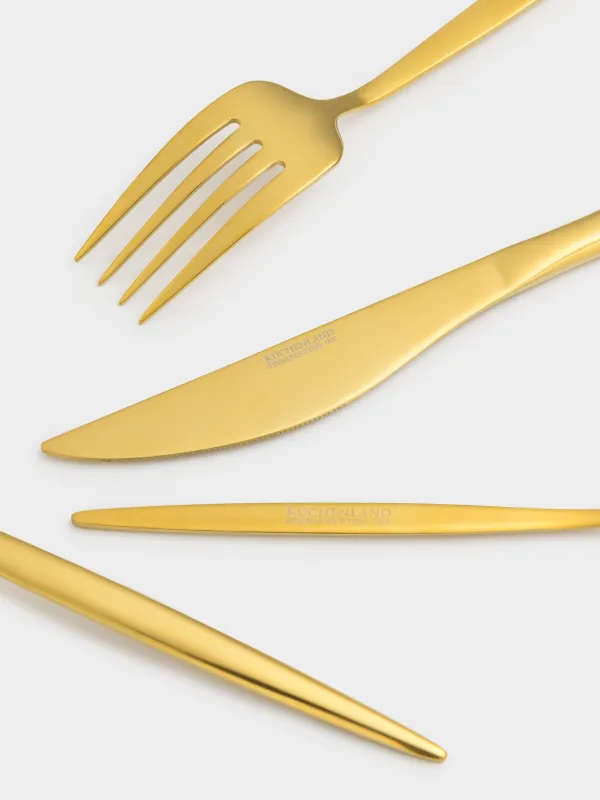 Столовые приборы, 6 перс, 24 пр, сталь, золотистые, Istanbul, image-6
