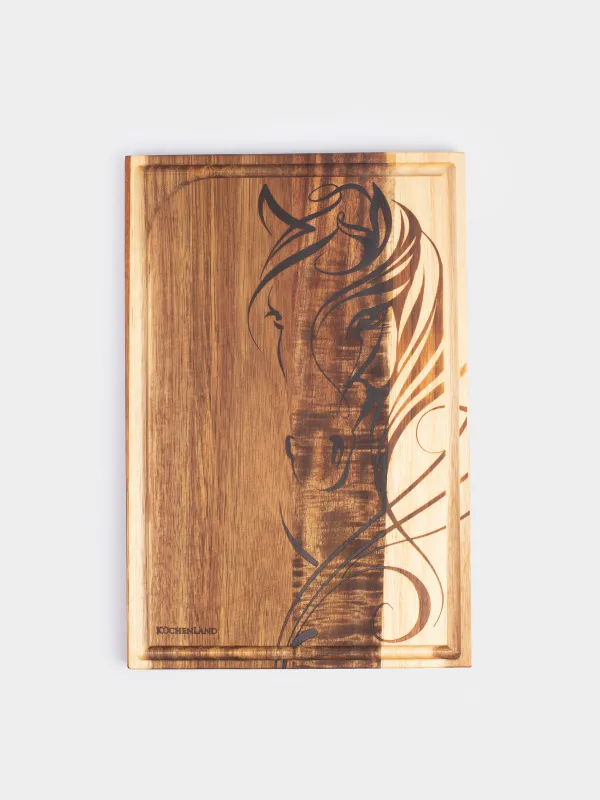 Доска разделочная, 30х20 см, дерево, прямоугольная, Лошадь, Noble tree, image-0