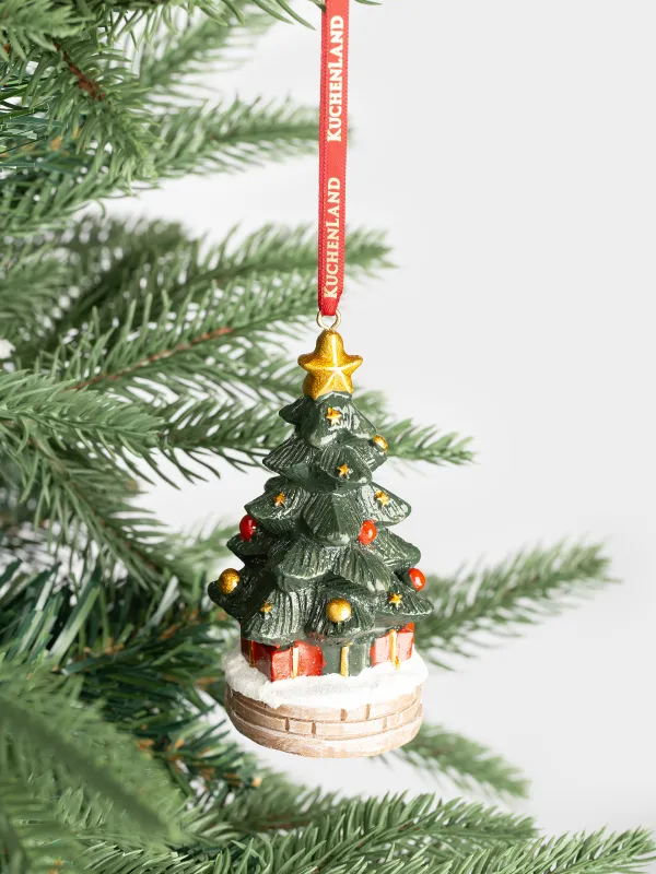 Игрушка елочная, 10 см, полирезин, зеленая, Елка, Figure christmas, image-2