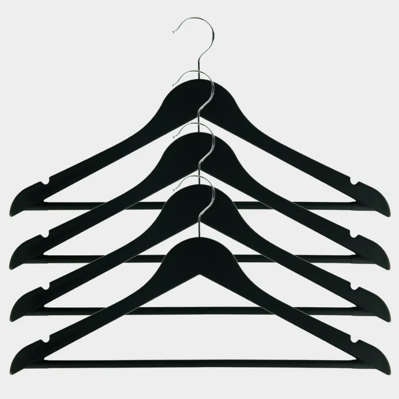 Вешалка-плечики, 44 см, 4 шт, пластик с покрытием, черная, Fun house, image-0