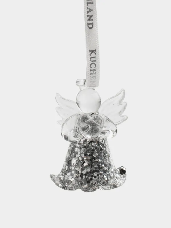 Игрушка елочная, 5 см, стекло, серебристая, Ангел, Angel figurine, image-0