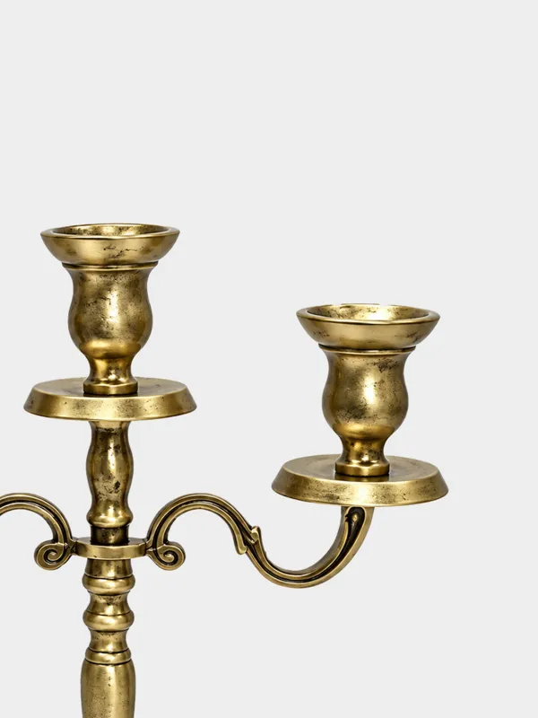 Подсвечник, 33 см, 3 тонкие свечи, Fantastic gold, image-1