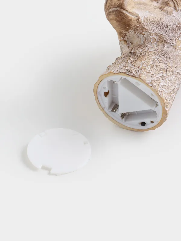 Снежный фонарь, 25 см, с подсветкой, пластик, коричневый, Шар в рогах оленя, Deer, image-6