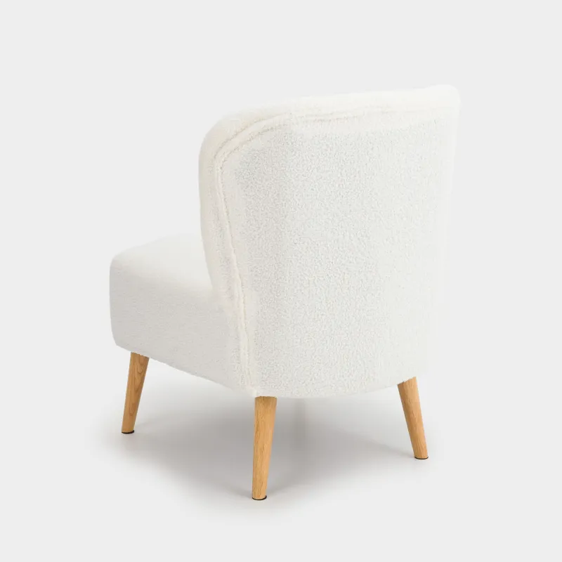 Кресло, 74 см, букле/дерево, молочное, Boucle, image-5