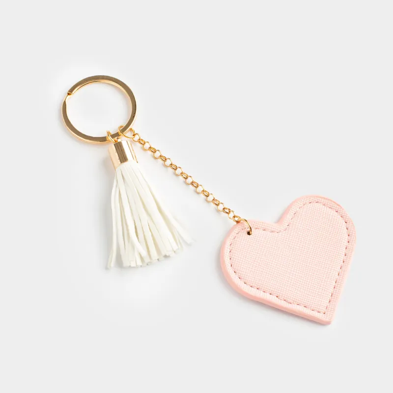 Брелок, 12 см, с кисточкой, полиуретан/металл, розовый, Сердце, Keychain heart, image-1