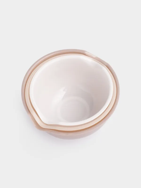 Набор мисок, 3 шт, со сливом, пластик, бежевая/кремовая/молочная, Soft kitchen, image-2