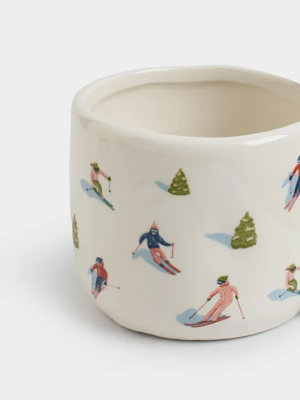 Кружка, 400 мл, керамика, белая, Лыжники, Skiers, image-4