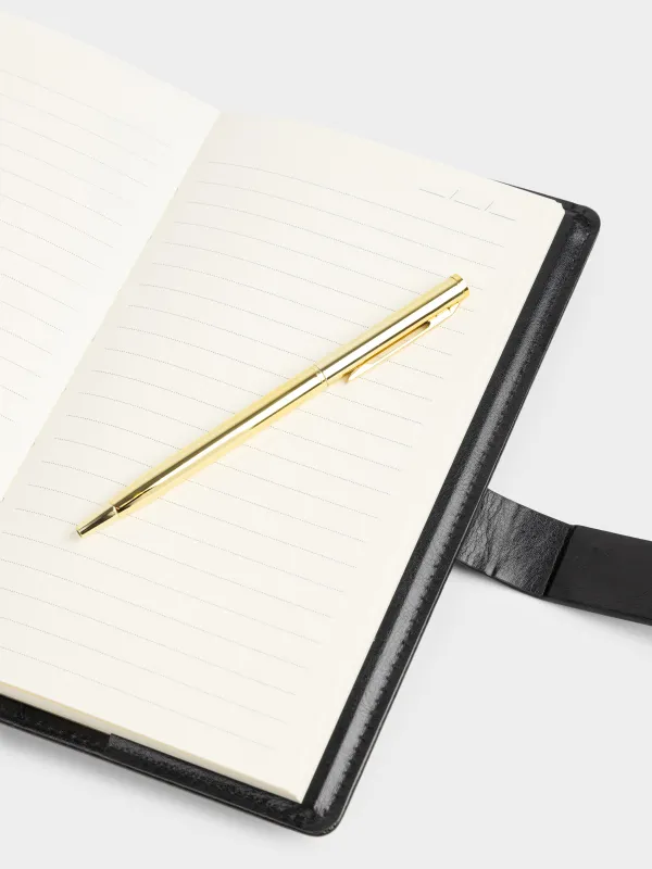 Блокнот, 12х21 см, 80 листов, с ручкой, Stationery black, image-2