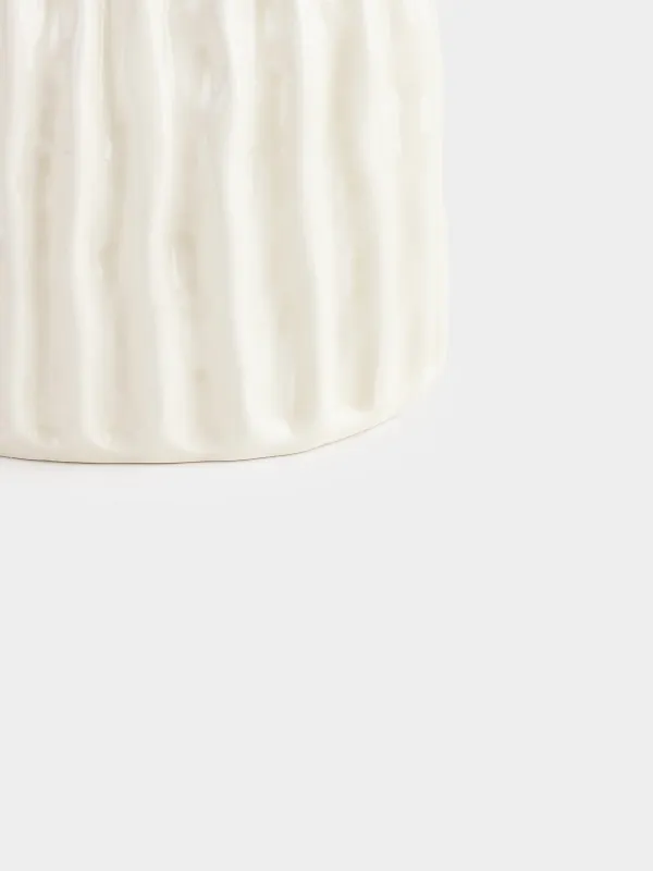 Ваза для цветов, 18 см, с ручками, керамика D, белая, Фактурные линии, Wavy, image-3