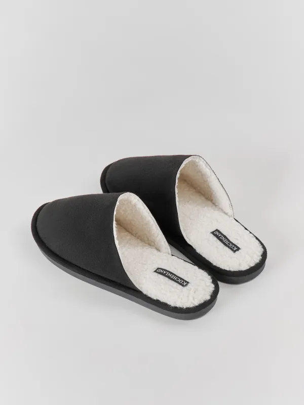 Тапочки мужские, домашние, вельвет/шерпа, черные, Statham, image-2