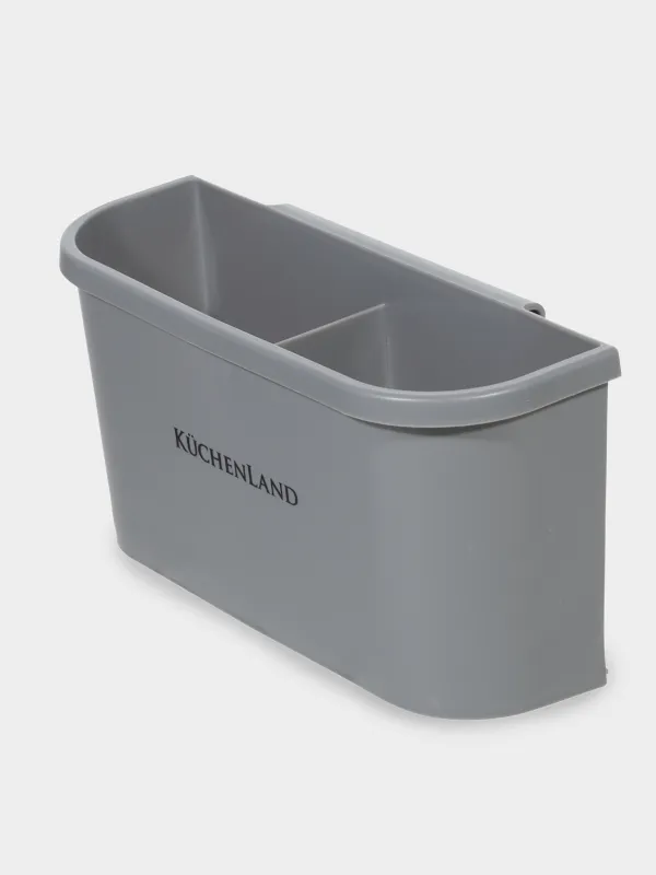 Сушилка для посуды, 43х31 см, с поддоном, со сливом, металл/пластик, светло-серая, Keeping, image-2