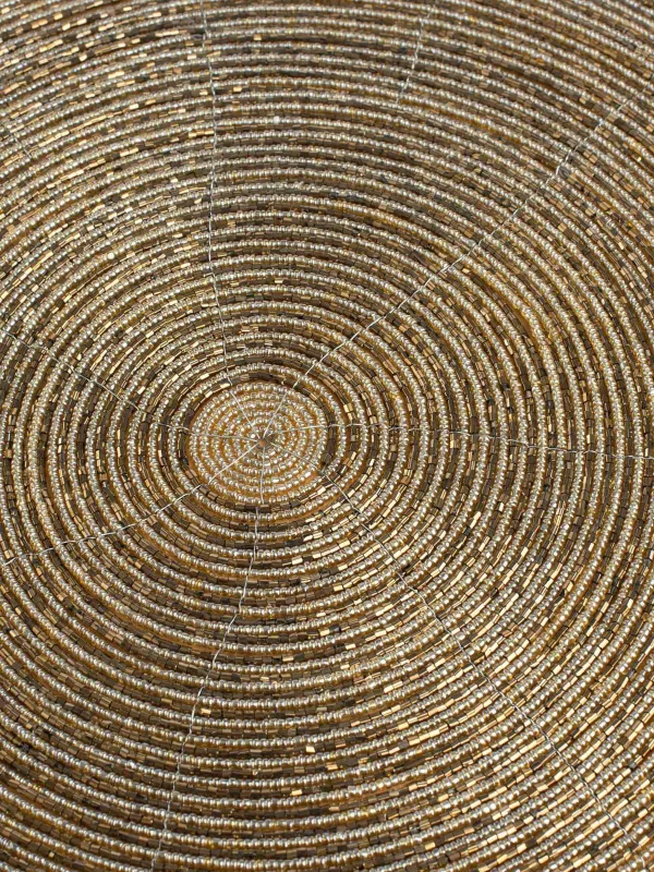 Салфетка под приборы, 36 см, бисер, круглая, золотистая, Shiny beads, image-3