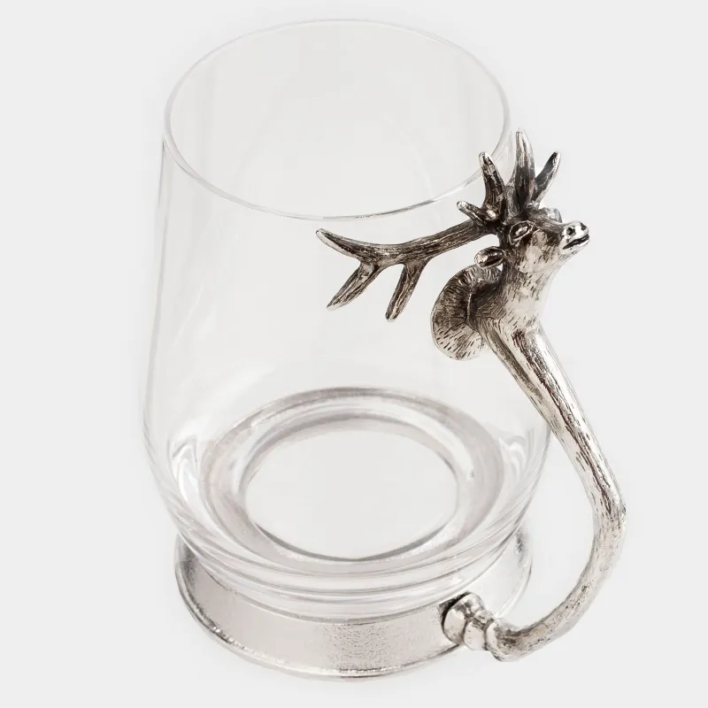 Кружка, 400 мл, стекло/металл, Серебристый олень, Lux elements, image-2