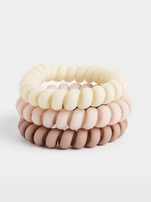 Резинка для волос, 6 см, 3 шт, ТПУ, бежевый микс, Спираль, Helix, image-1