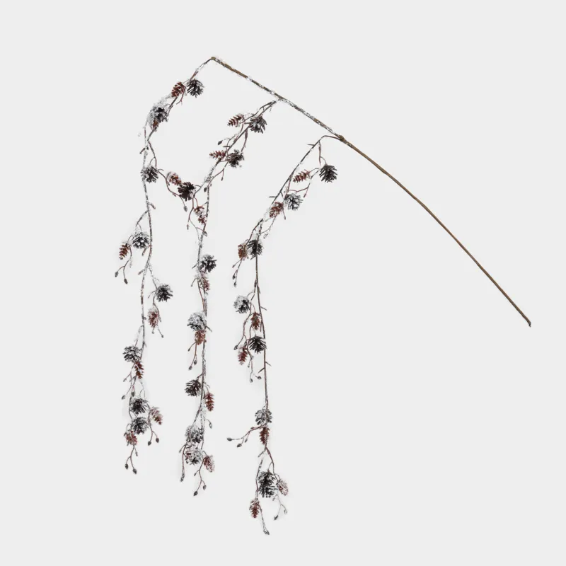 Ветка декоративная, 60 cм, акрил/металл, Ледяная ветка с шишками, Conifer delice