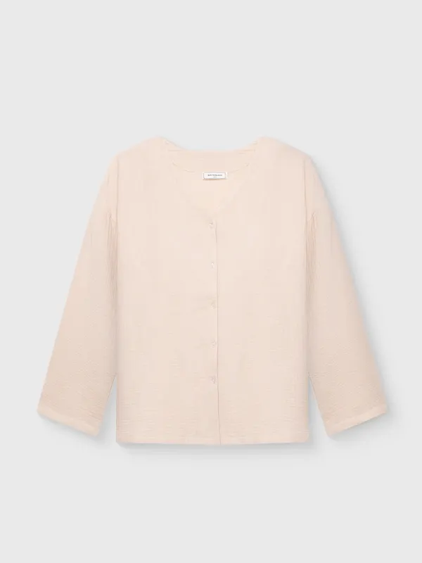 Рубашка домашняя, муслин, бежевая, Allison, image-5