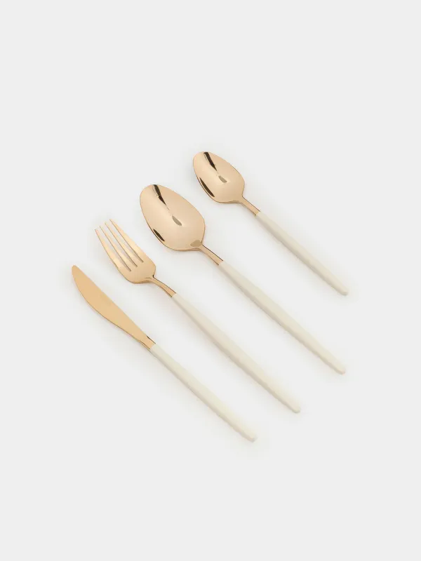 Столовые приборы, 6 перс, 24 пр, сталь, золотисто-молочные, Paris, image-1