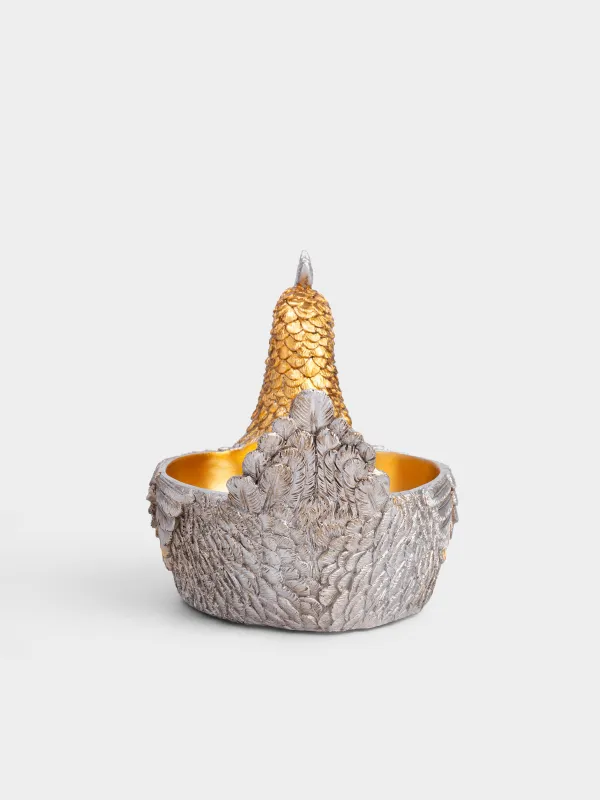 Конфетница, 26х20 см, полирезин, золотисто-серебристая, Курочка, Easter pullet, image-4