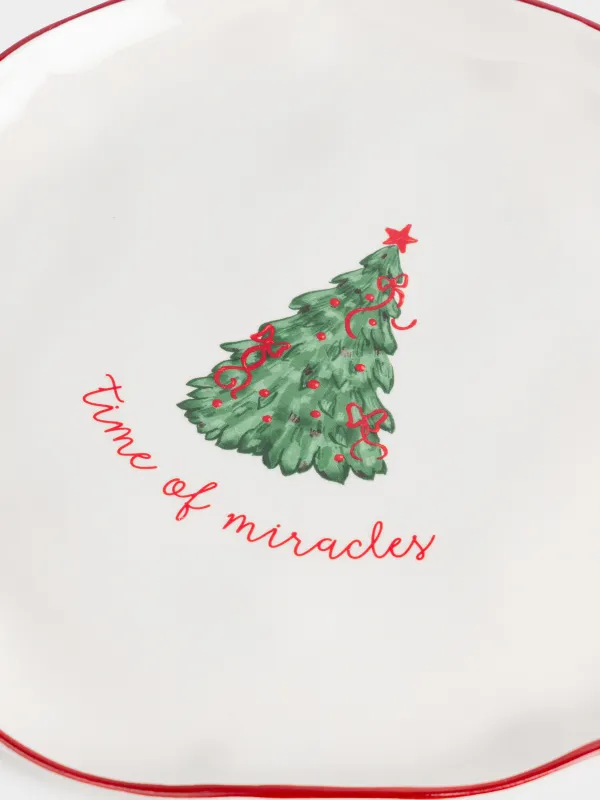 Тарелка обеденная, 26 см, керамика D, Елка с бантами, Christmas tree, image-3