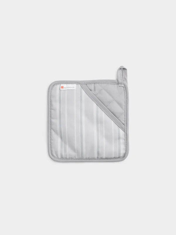 Подставка-прихватка, 18x18 см, силикон/хлопок, квадратная, серая, Полоска, Bakery, image-0