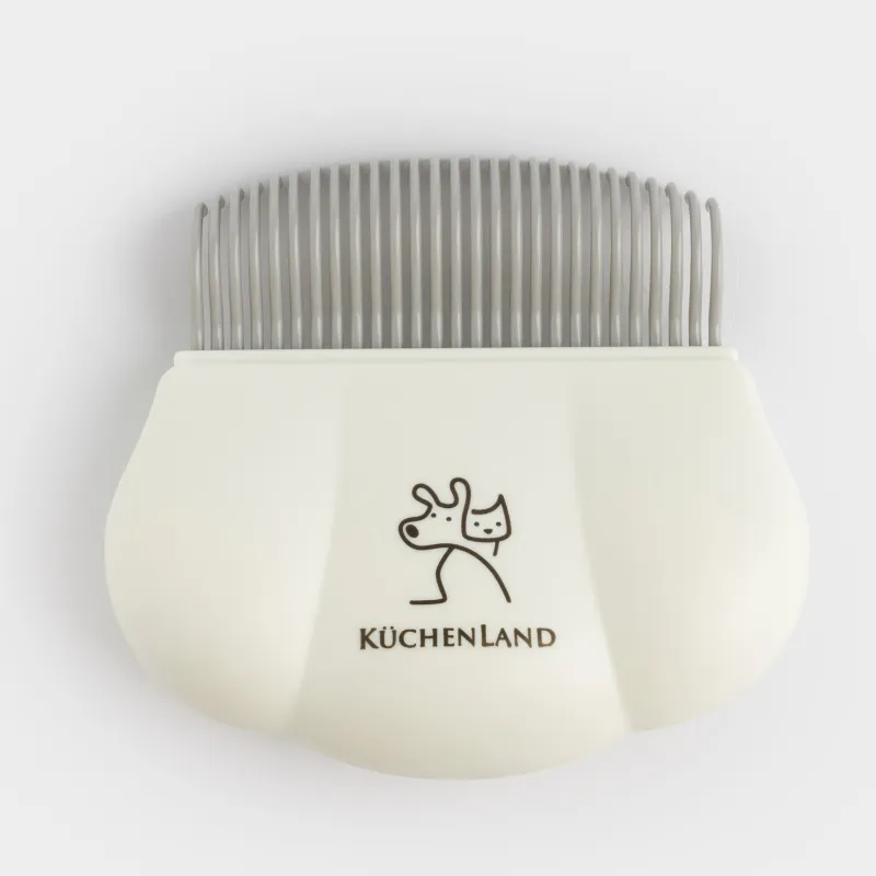 Расческа-гребень для шерсти животных, 9 см, пластик, белая, Лапка, Pet, image-0