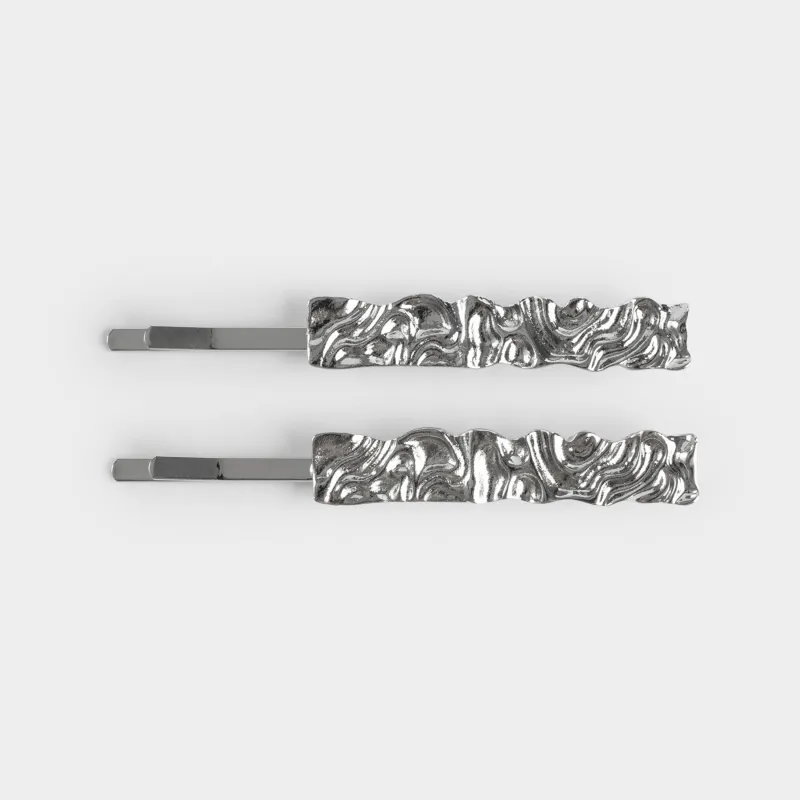 Заколка для волос, 6 см, 2 шт, металл, серебристая, Gediegen