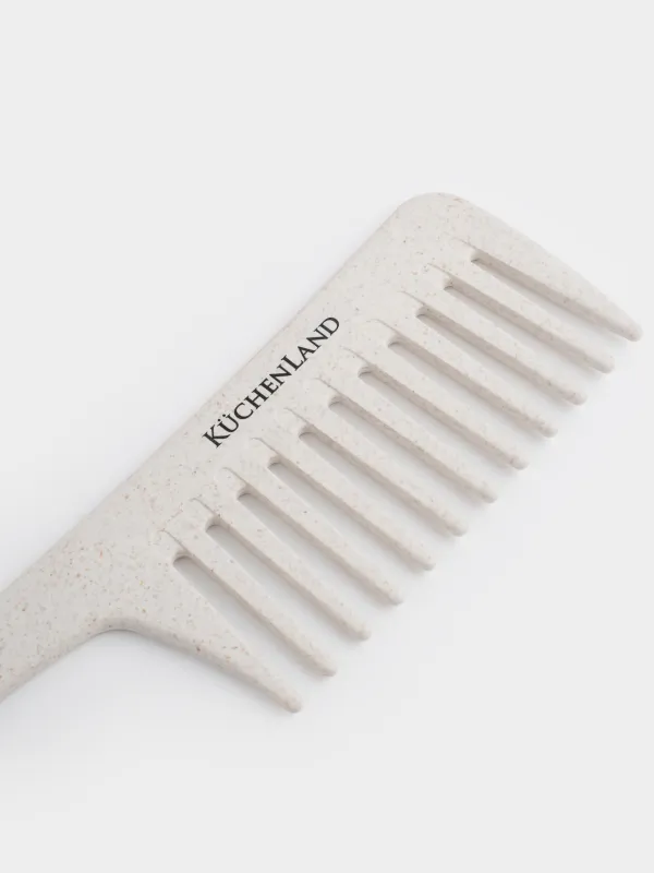 Расческа-гребень, 23 см, с ручкой-крючком, растительное волокно/пластик, бежевая, Comb, image-3